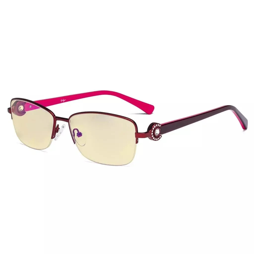 Half-rim Crystal Blue Light Blocking Eyeglasses LX19008-BB60