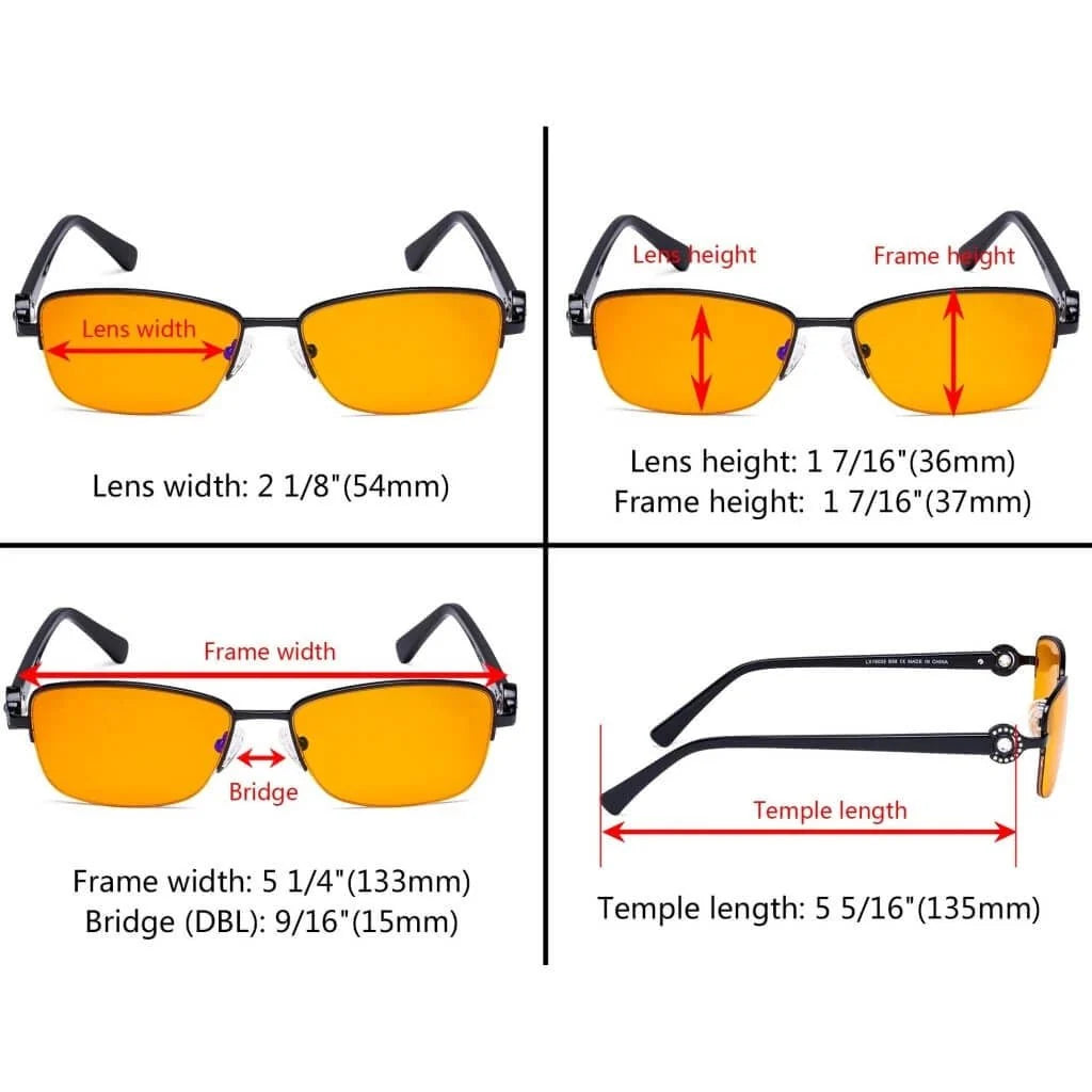 Half-rim Crystal Blue Light Blocking Eyeglasses LX19008-BB98