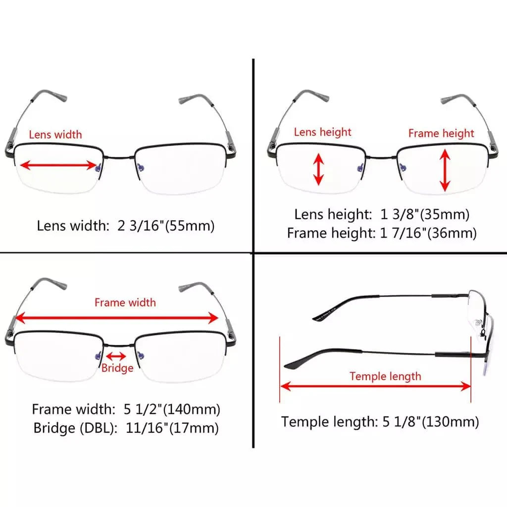Half-rim Elegant Progressive Multifocal Reading Glasses M1702