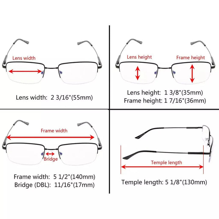 Half-rim Elegant Progressive Multifocal Reading Glasses M1702
