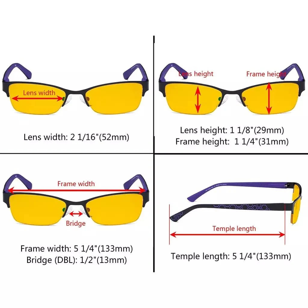 Half-rim Metal Blue Light Blocking Eyeglasses HP17006