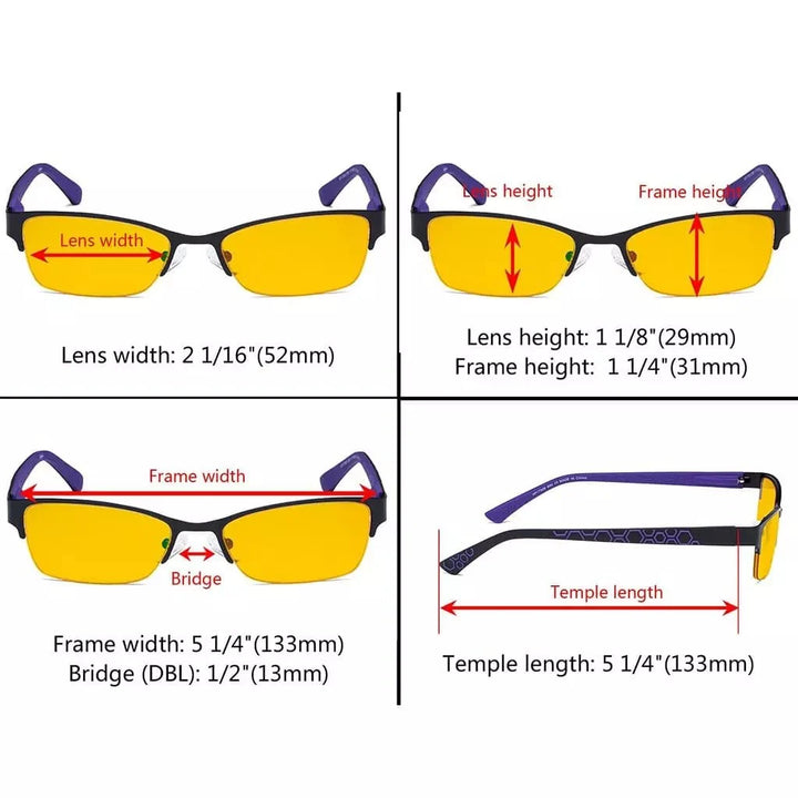 Half-rim Metal Blue Light Blocking Eyeglasses HP17006