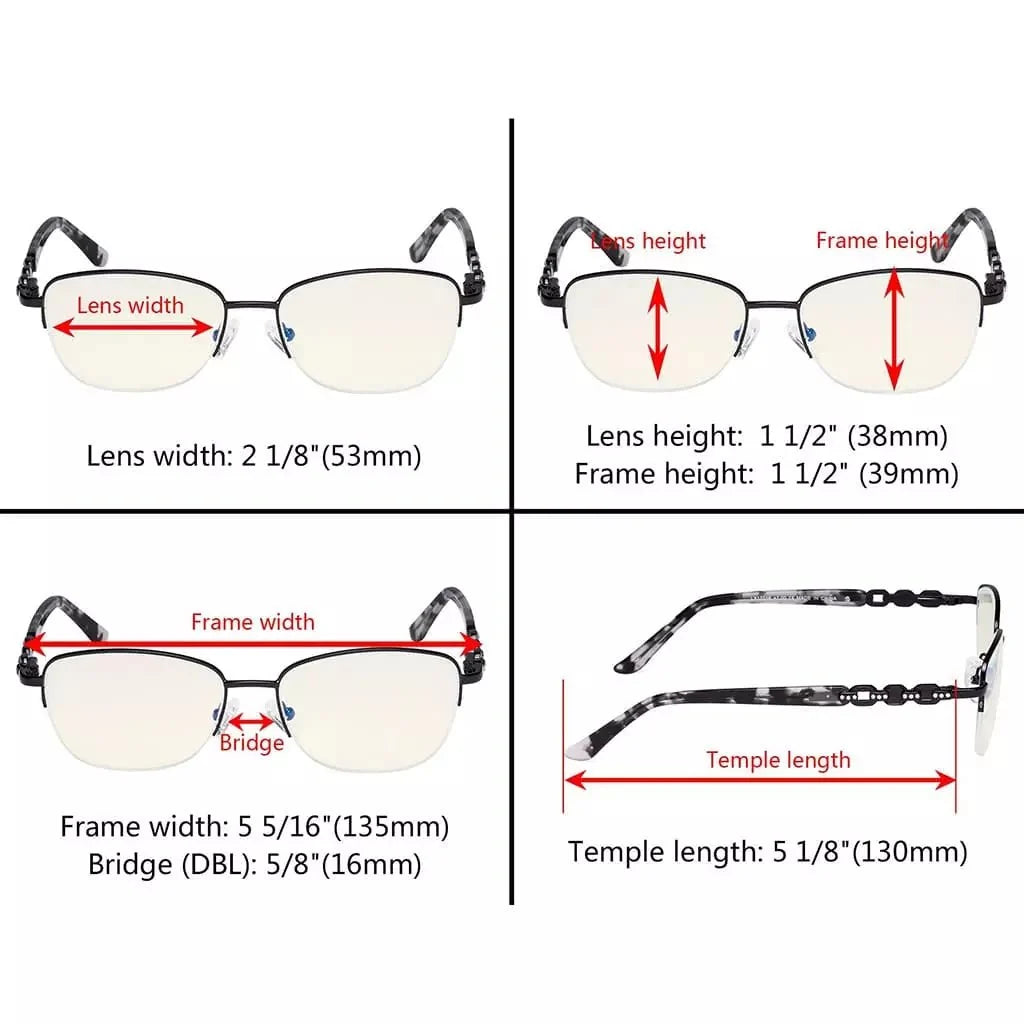 Half-rim Stylish Blue Light Blocking Reading Glasses LX17016