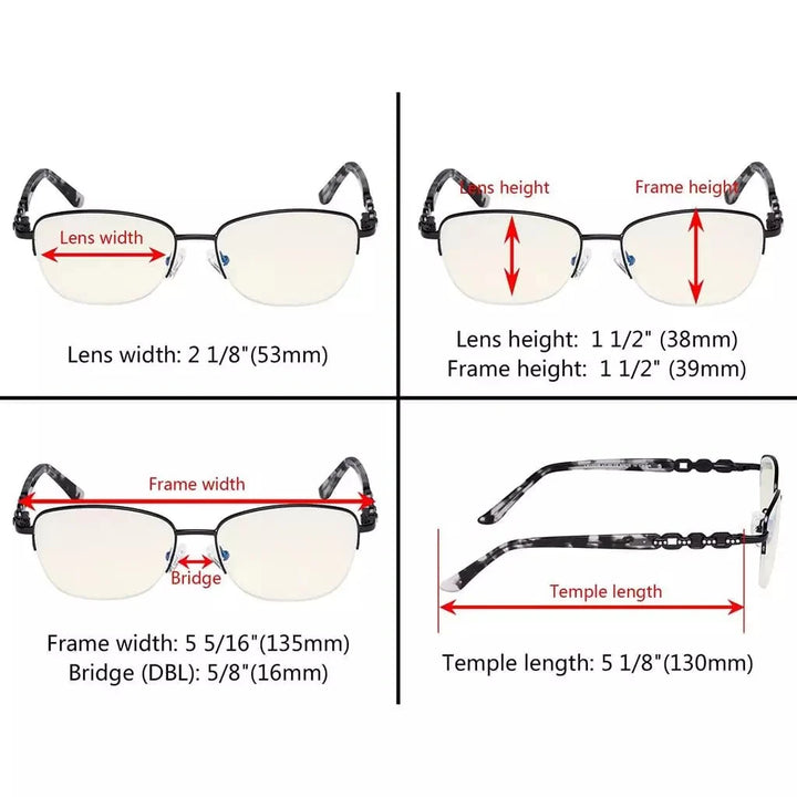 Half-rim Stylish Blue Light Blocking Reading Glasses LX17016