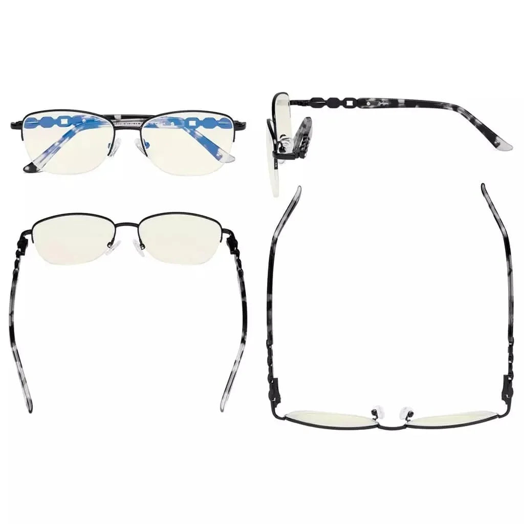 Half-rim Stylish Blue Light Blocking Reading Glasses LX17016