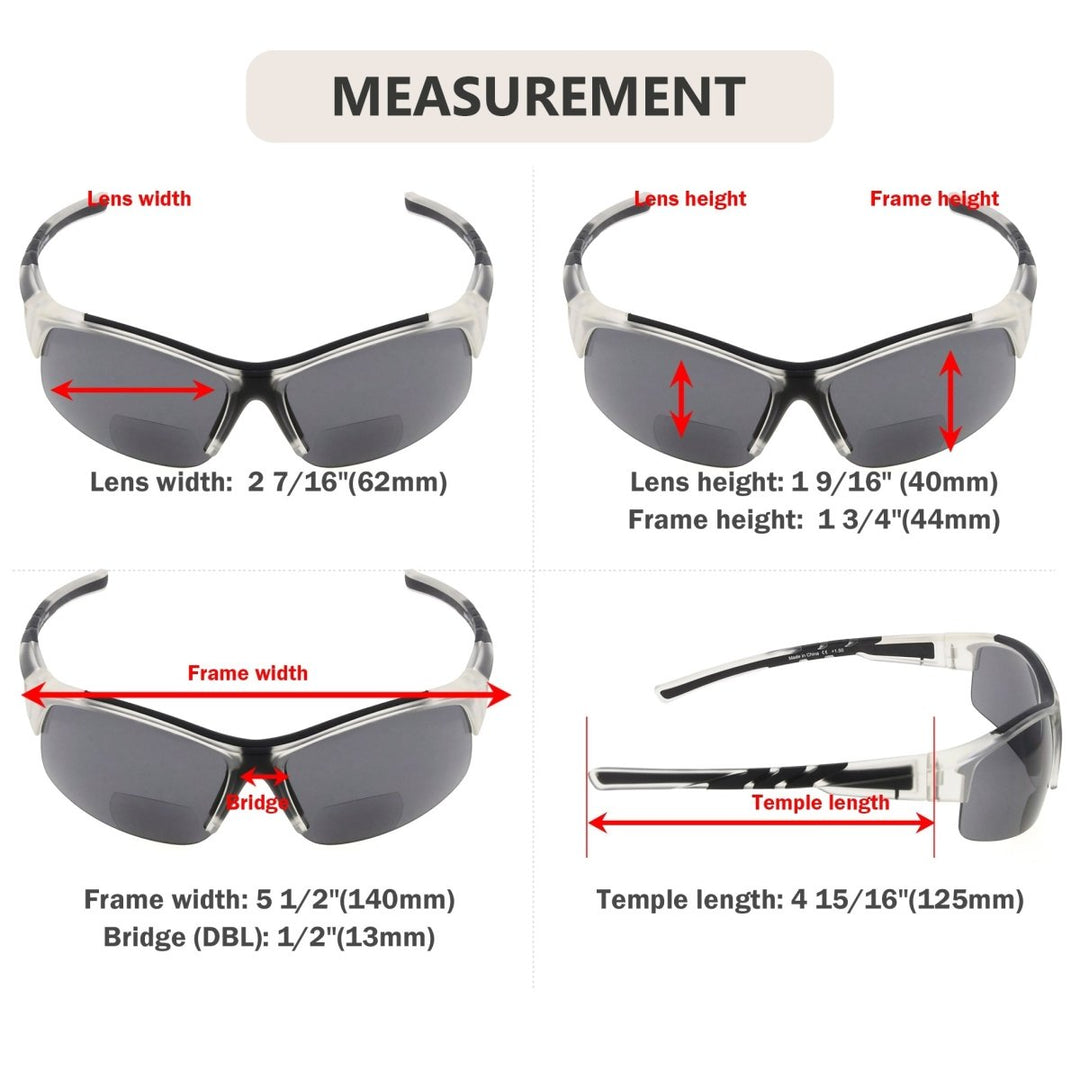 Half Rim Polarized Bifocal Reading Sunglasses TR90