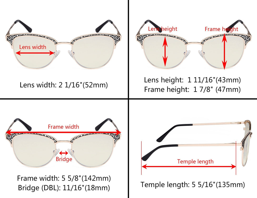 Browline Blue Light Blocking Reading Glasses LX17015