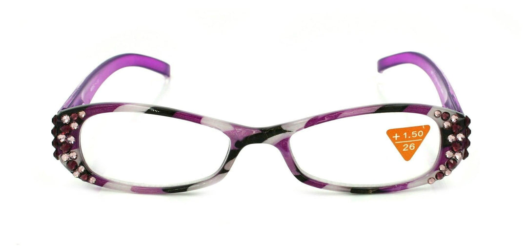 Dashing Stripes Bling Women's Reading Glasses with Amethyst