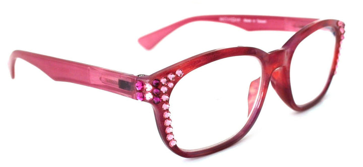 Coral Bling Women's Reading Glasses with Genuine European Crystals