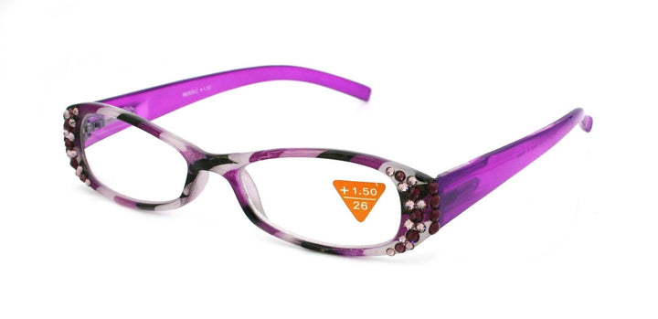 Dashing Stripes Bling Women's Reading Glasses with Amethyst