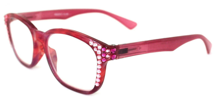 Coral Bling Women's Reading Glasses with Genuine European Crystals