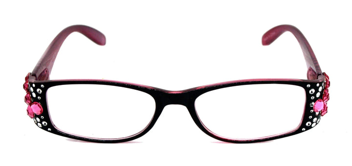 Merkel Diamond Bling Women's Reading Glasses w/ Fuchsia Genuine European Crystals