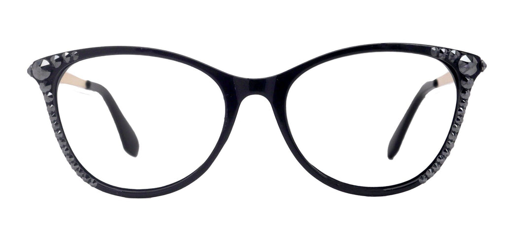 Cattitude Bling Reading Glasses 4 Women W Hematite Genuine European Crystals, Magnifying Cat Eye  NY Fifth Avenue