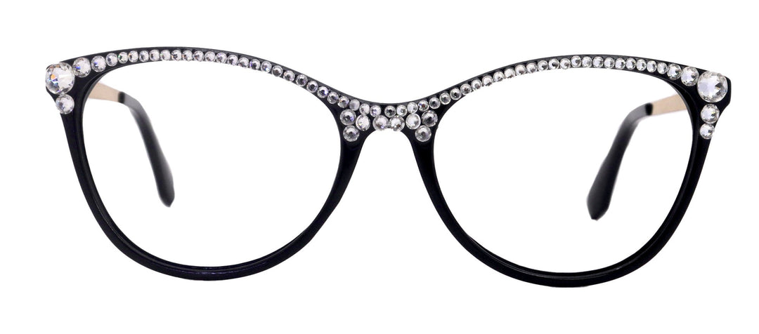 Cattitude Bling Reading Glasses 4 Women W Clear on Top Genuine European Crystals, Magnifying Cat Eye  NY Fifth Avenue
