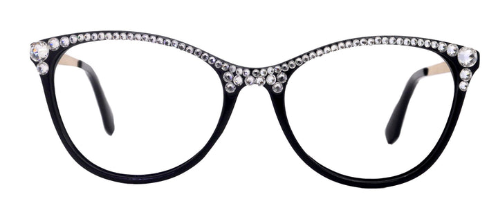 Cattitude Bling Reading Glasses 4 Women W Clear on Top Genuine European Crystals, Magnifying Cat Eye  NY Fifth Avenue