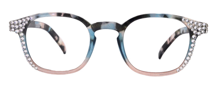 Havana Bling Blue Light Reading Glasses w/ Genuine European Crystals + AR Coating
