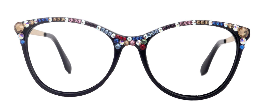 Cattitude Bling Reading Glasses 4 Women W Multi Color Genuine European Crystals, Magnifying Cat Eye  NY Fifth Avenue
