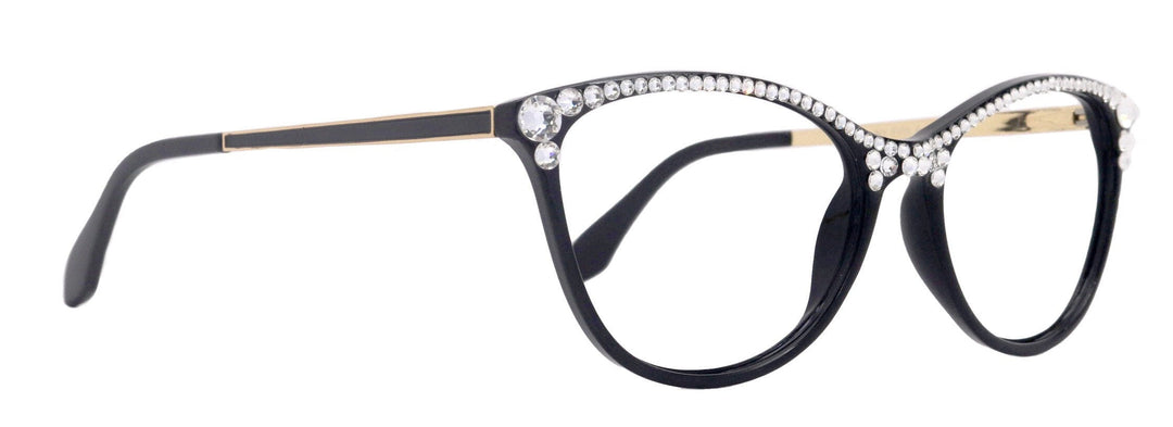 Cattitude Bling Reading Glasses 4 Women W Clear on Top Genuine European Crystals, Magnifying Cat Eye  NY Fifth Avenue