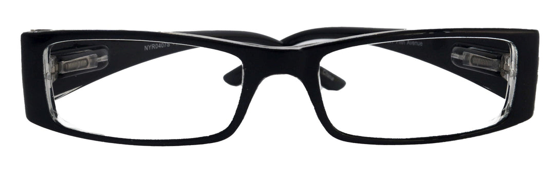 The French (Fleur De  Lis) Bayonetta-style, Black rectangular High-End Women Reading Glasses Spring temple  Optical Frame  NY Fifth Avenue