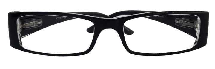 The French (Fleur De  Lis) Bayonetta-style, Black rectangular High-End Women Reading Glasses Spring temple  Optical Frame  NY Fifth Avenue