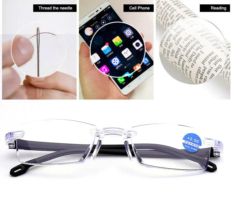 4-Pack Men's Rectangular Rimless Blue Light Blocking Reading Glasses