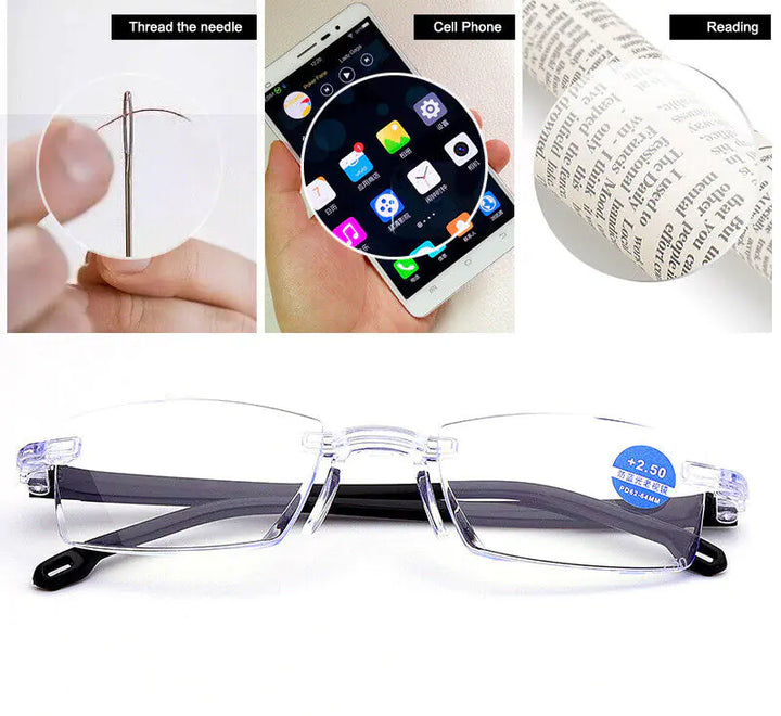 4-Pack Men's Rectangular Rimless Blue Light Blocking Reading Glasses