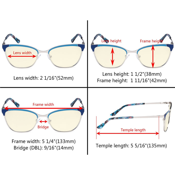 Ladies Stylish Blue Light Filter Eyeglasses LX19034-BB40