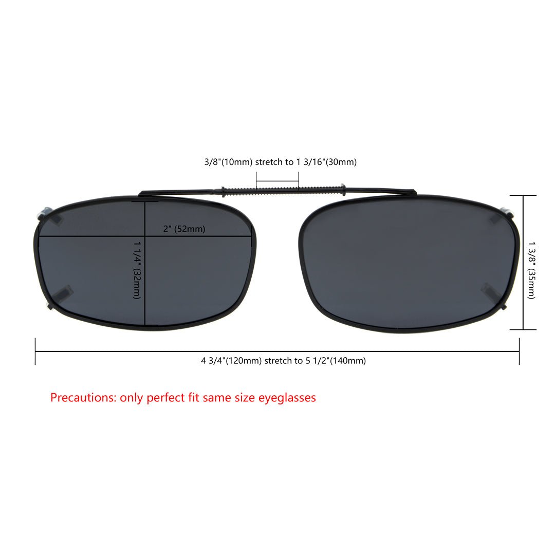 Metal Frame Polarized Lens Clip on Sunglasses C62 (52MMx32MM)