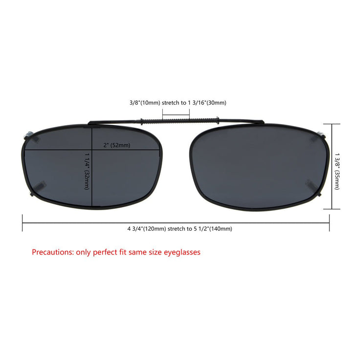 Metal Frame Polarized Lens Clip on Sunglasses C62 (52MMx32MM)