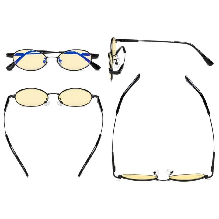 Oval Metal Blue Light Blocking Eyeglasses for Kids TMK1803