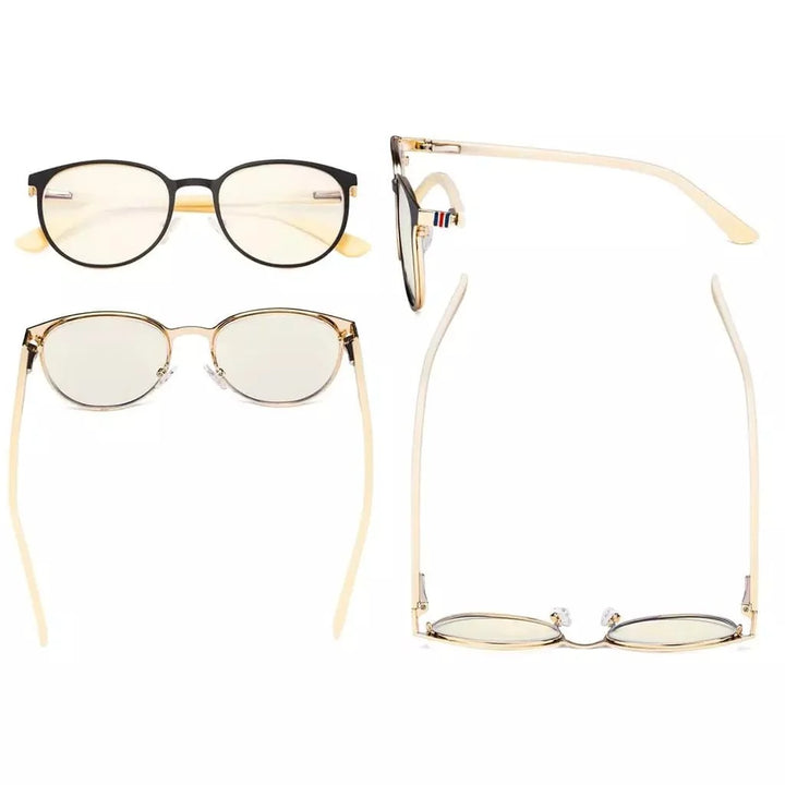 Oval Metal Blue Light Filter Eyeglasses LX19004-BB40