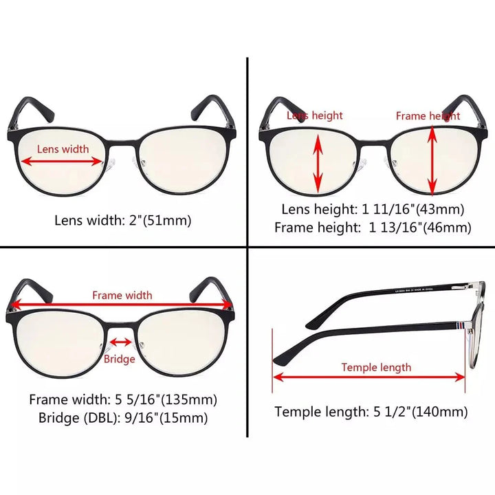 Oval Metal Blue Light Filter Eyeglasses LX19004-BB40