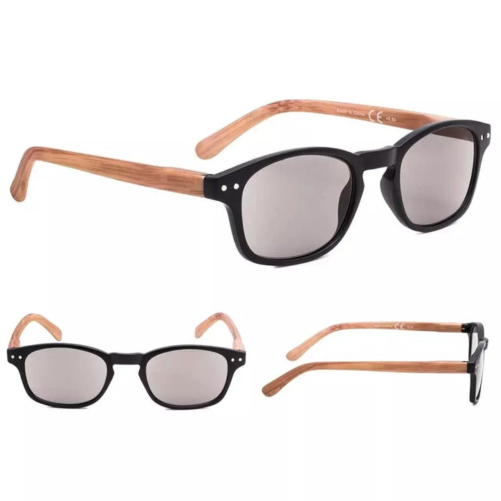 Oval Stylish Wood-Grain Printed Arms Reading Glasses R034