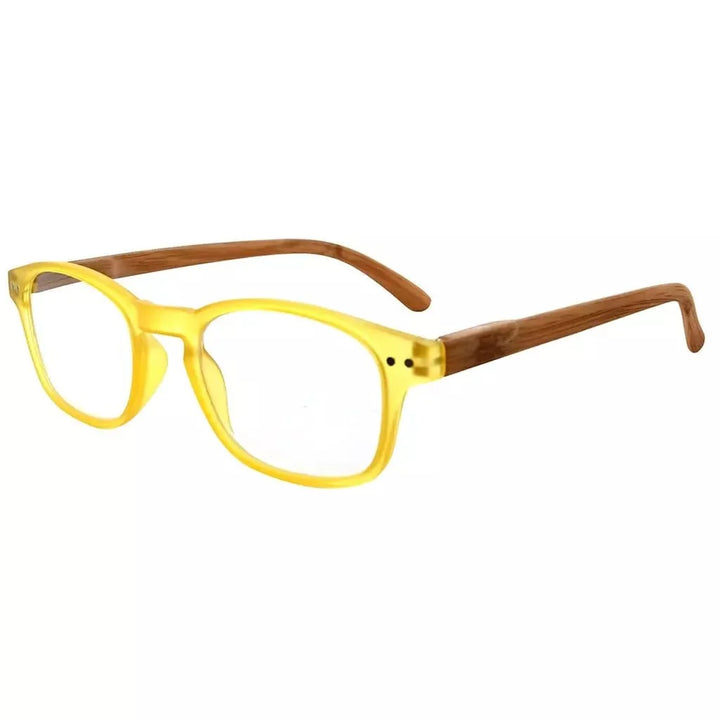 Oval Stylish Wood-Grain Printed Arms Reading Glasses R034
