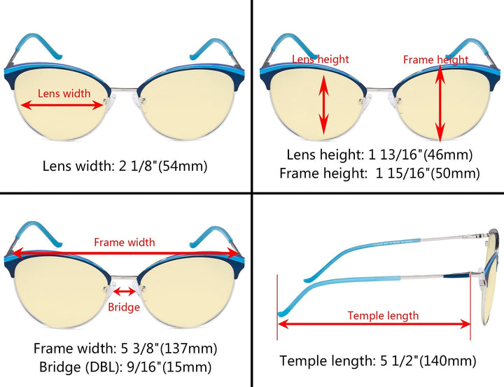 Oval Blue Light Blocking Eyeglasses LX19030-BB60