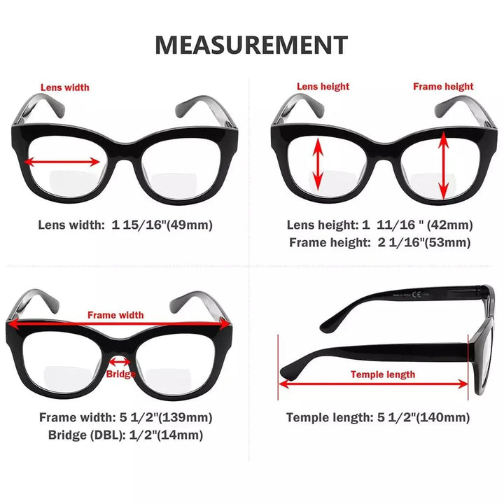 Oversized Square Trendy Bifocal Reading Glasses BR1555