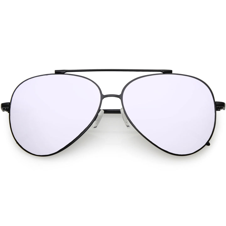 Retro Modern Mirrored Flat Lens Metal Aviator Sunglasses A318