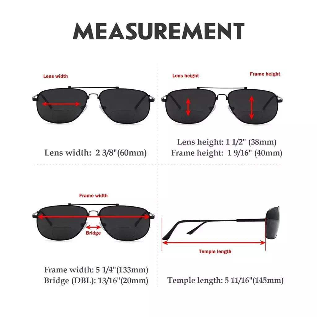 Pilot Style Metal Polarized Bifocal Sunglasses PGSG1803