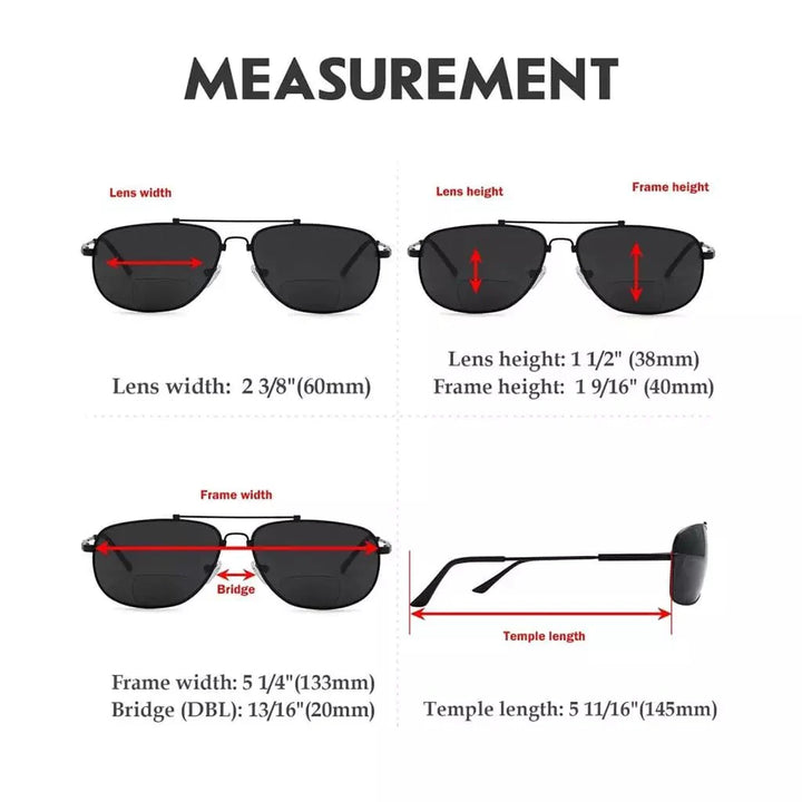 Pilot Style Metal Polarized Bifocal Sunglasses PGSG1803