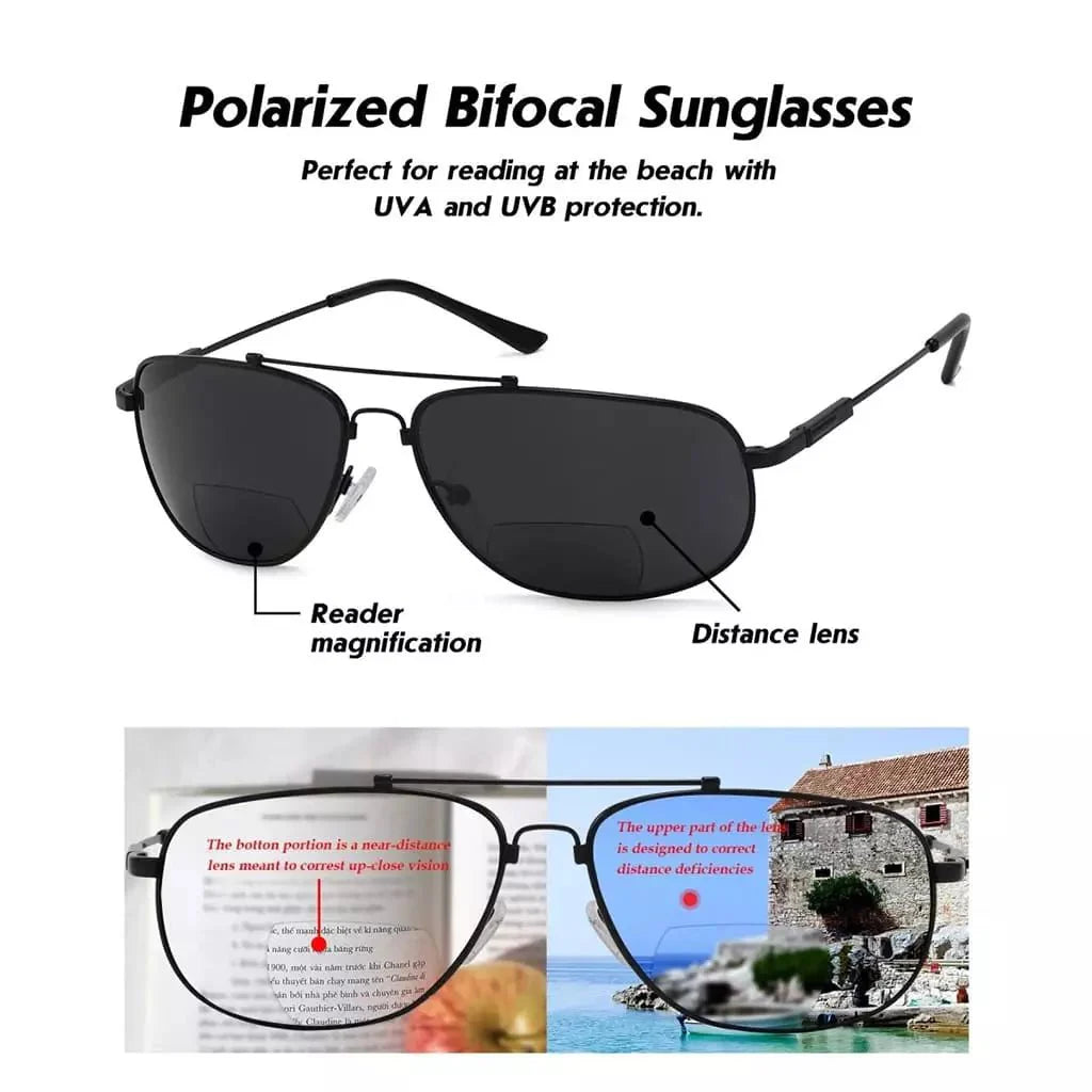 Pilot Style Metal Polarized Bifocal Sunglasses PGSG1803