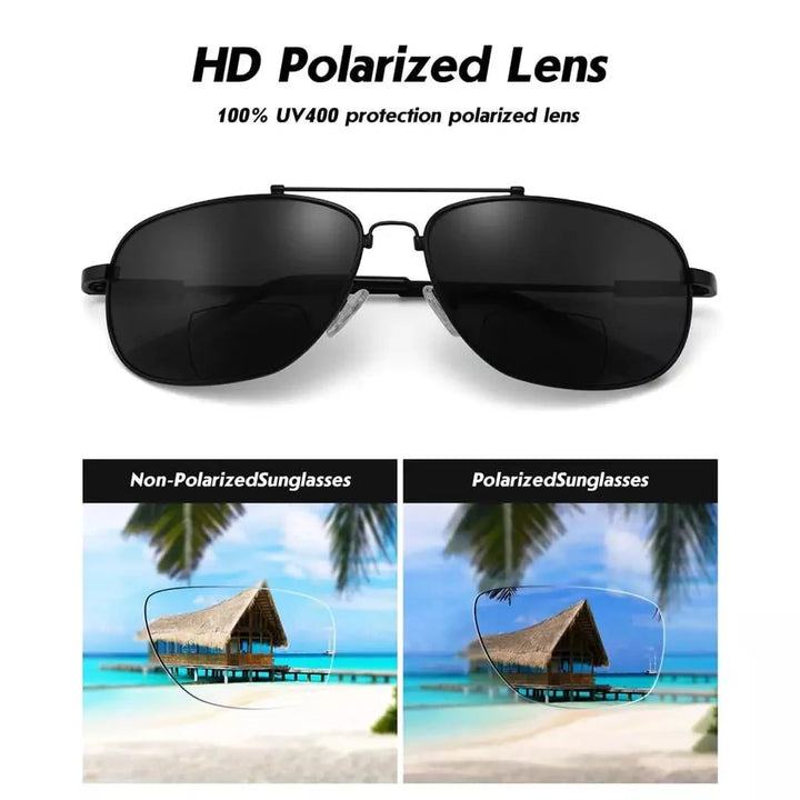 Pilot Style Metal Polarized Bifocal Sunglasses PGSG1803