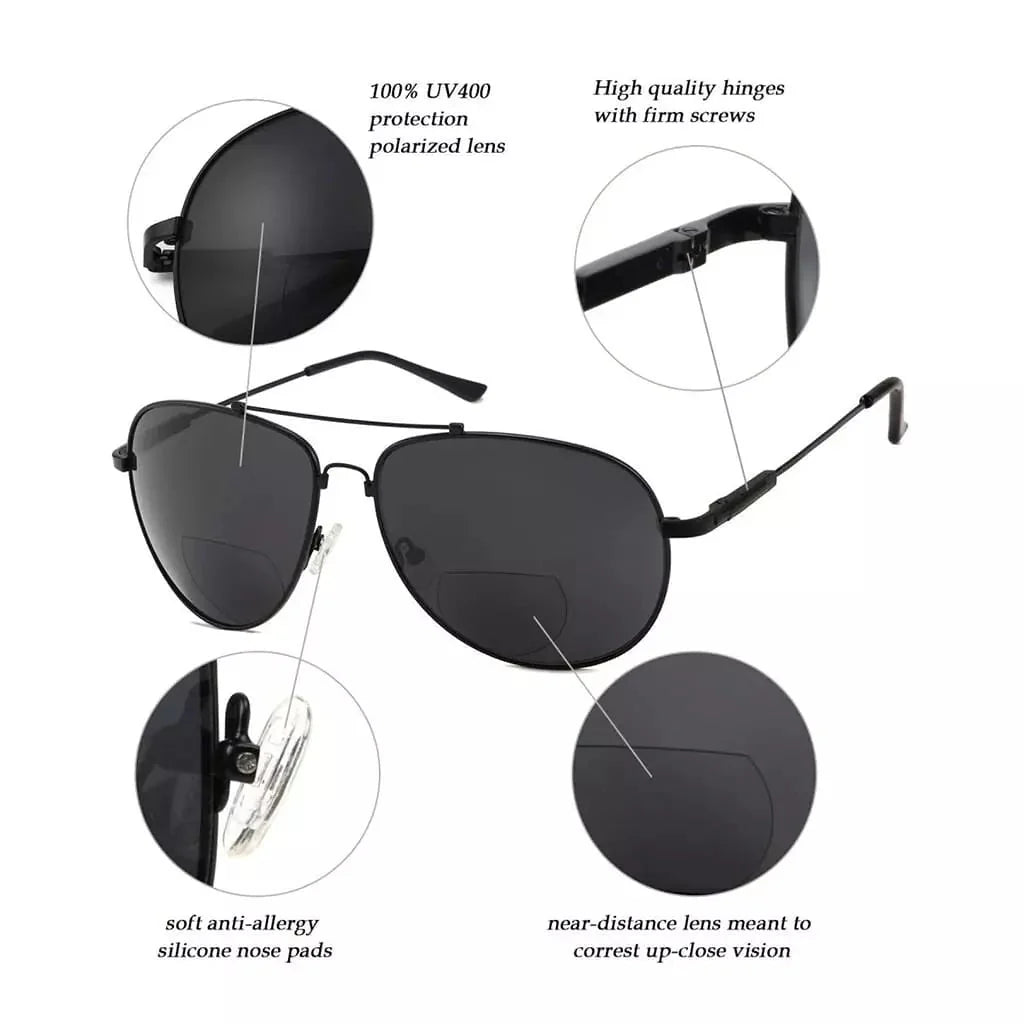 Pilot Style Polarized Bifocal Sunglasses PGSG1802