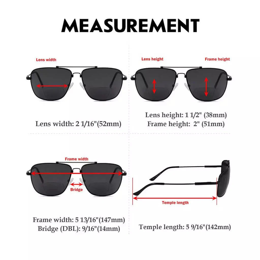 Pilot Style Polarized Bifocal Sunglasses Readers PGSG1801