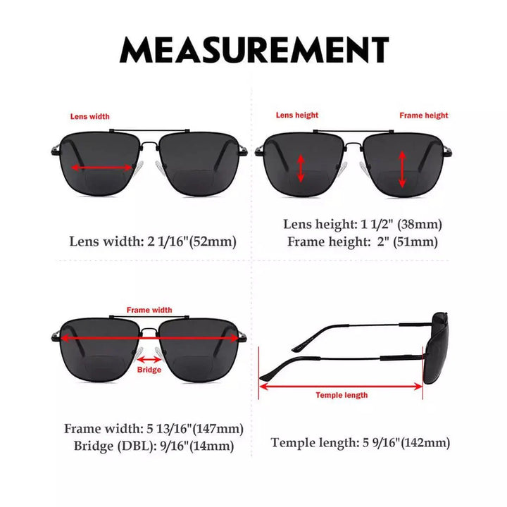 Pilot Style Polarized Bifocal Sunglasses Readers PGSG1801