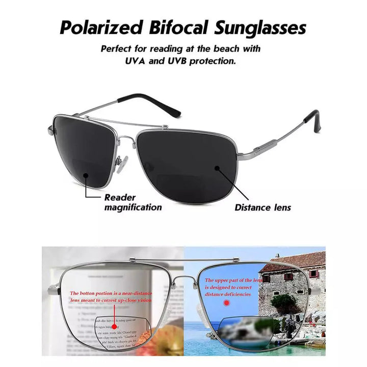 Pilot Style Polarized Bifocal Sunglasses Readers PGSG1801
