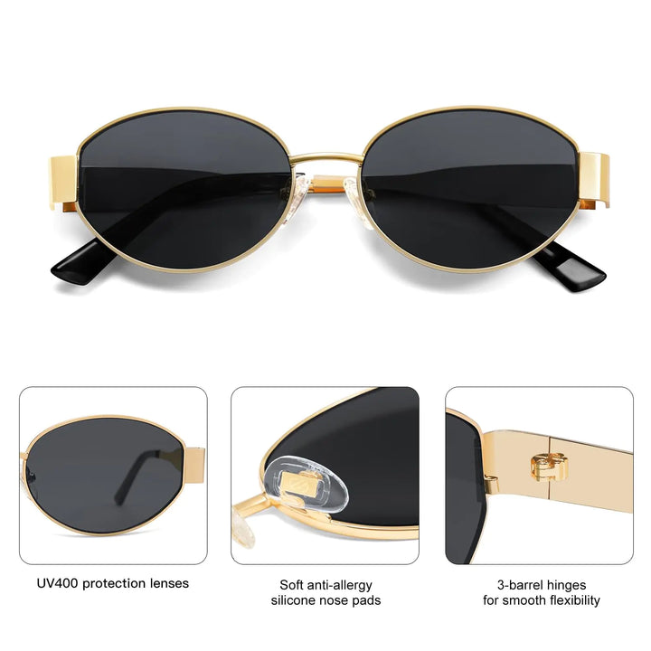 Retro Oval Sunglasses with UV400 Protection
