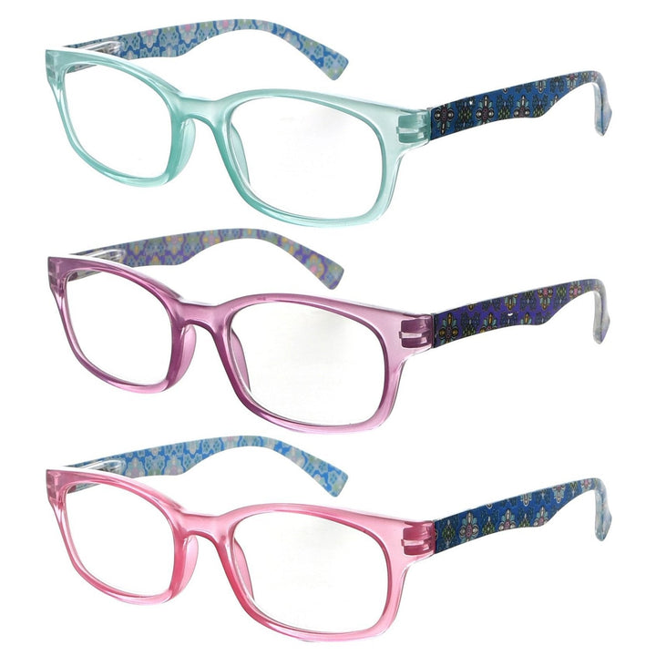 3 Pack Floral Print Temple Reading Glasses