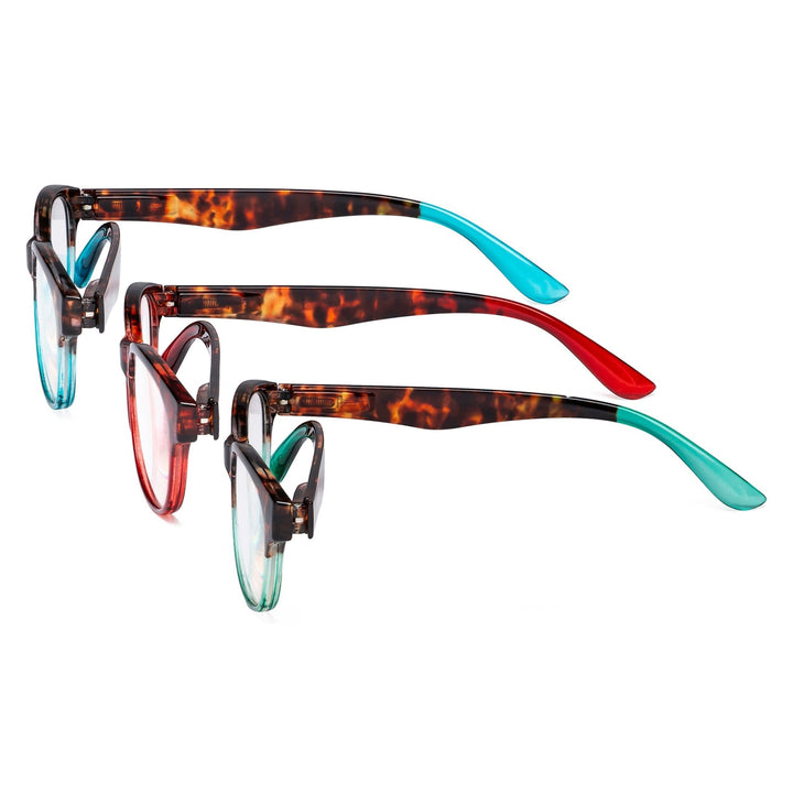 Paquete de 3 gafas de lectura ovaladas con brazo de tortuga R074D