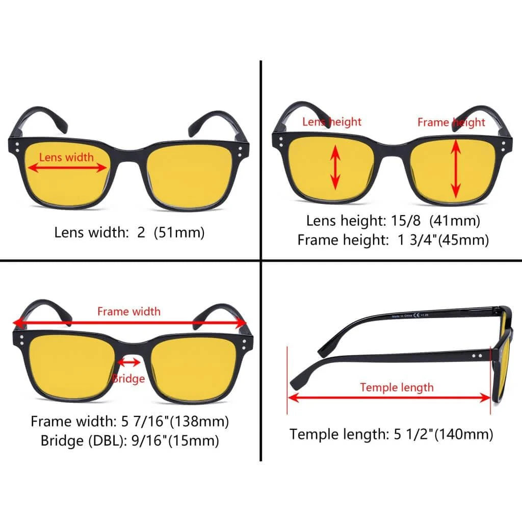 Rectangle Blue Light Blocking Reading Glasses Stylish Readers HPT1804