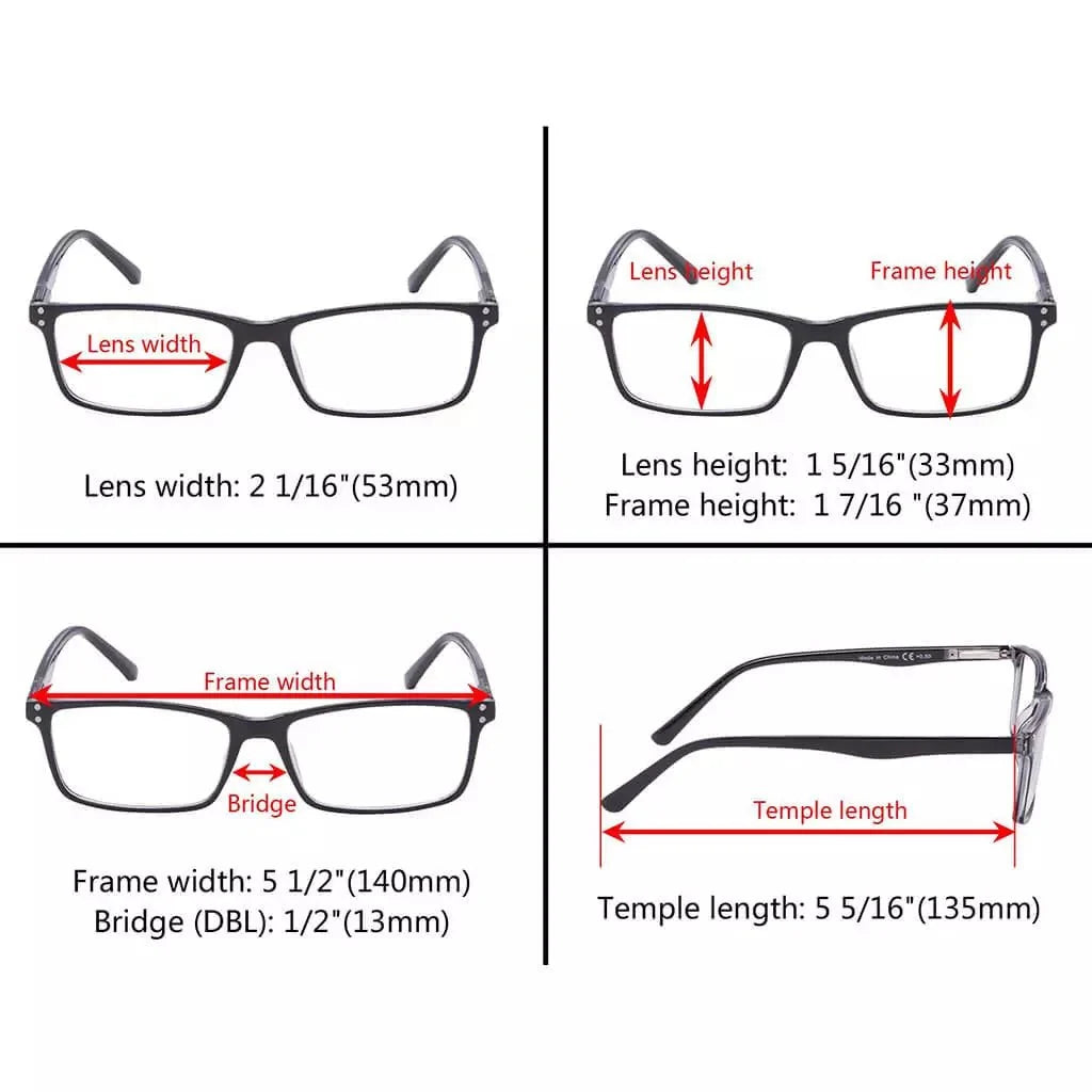 Rectangle Reading Glasses Comfort Classic Readers R802